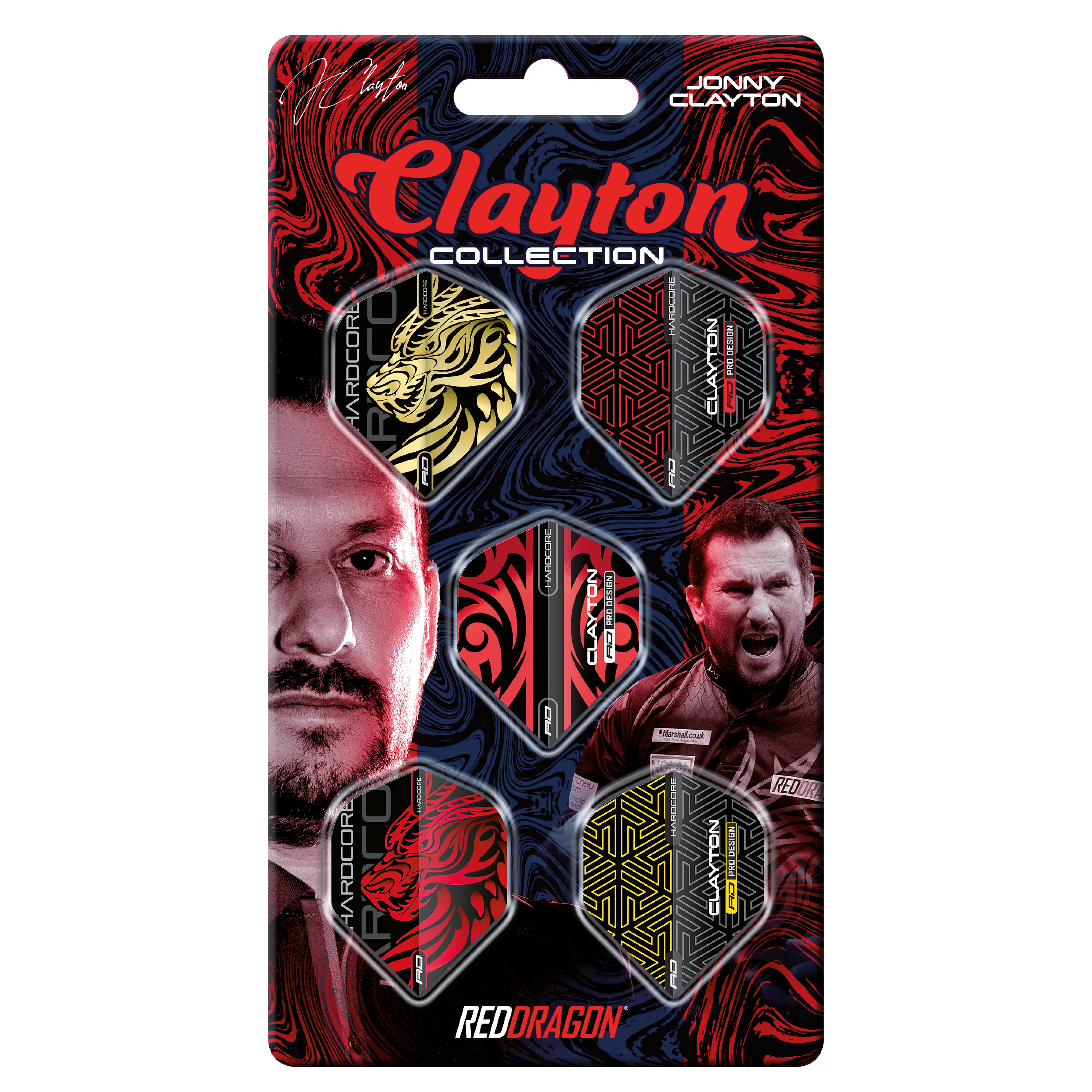 Red Dragon Jonny Clayton Hardcore Flight Collection Barrel